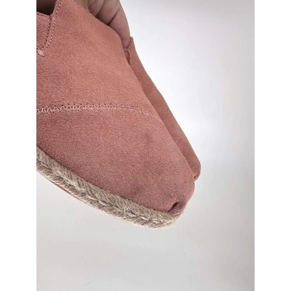 TOMS Nova Women Coral Suede Slip On W9.5 Espadrille Mules Flats Shoes